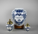 Delft Williamsburg Restoration Blue & White  “Virginia” Jars/Vases, Holland