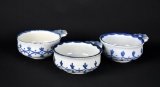 Set of Three Delft “Williamsburg Restoration” 5.5” W  Porringers, Holland
