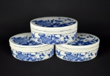 Royal Goedewaagen Delft “Williamsburg” 6” Lidded Oval Boxes, Holland