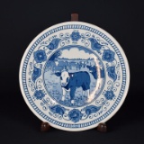 Royal Goedewaagen Delft Blue & White 8.5” Cabinet Plate with Cows