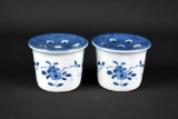 Pair of Delft “Williamsburg Restoration” 1994 Quill Stands/Flower Frogs
