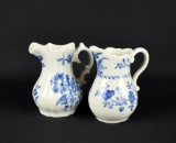 Two Andrea by Sadek “Williamsburg” Blue & White Small 4” Pitchers/Creamers