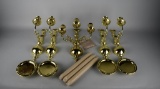 Set of Five Baldwin Brass “Williamsburg” Candle Sconces with Four Pillar Candle Adapters