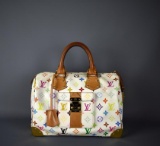 Takashi Murakami & Louis Vuitton White Monogram Multicolored Speedy 30 Bag with Keys, France