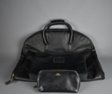 Three Black Coach Travel Pieces: Computer Case, Make Up Pouch, & Leather Garment Bag