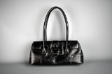 Franco Sarto Black Shoulder Handbag with Contrasting Stitching