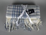 Northpoint Trading Inc. “Monte Carlo” Acrylic Blue & Cream Plaid Throw with Fringe