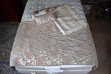 Coordinating Champagne & Cream Color Bed Runner, European Shams, & Two Decorative Pillows