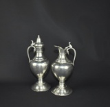 Royal Holland KMD Tiel Pewter 8” Lidded Flagon & Ewer Set, Holland