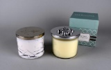 Lot of Two Canister Candles: White Bard “Orchard Blossom” & Mariposa “At Home”