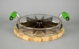 Lot of Large Melon Slicer & Round Wooden Cutting Board
