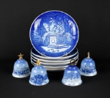 Bing & Grondahl Collectibles: Six Jule After Seasonal / Christmas Plates & Four Bells, Denmark