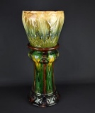 Vintage Robinson Ransbottom “Sunrise”  Jardiniere & Weller Pedestal, Greens, Brown, Yellows