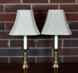 Pair of Virginia Metalcrafters Colonial Style Brass Sideboard Lamps