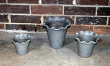 Lot of Three Peter Wakefield Jackson Hand Made Clay Plant Pots with Ruffled Edges, Wisconsin