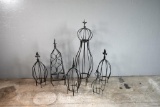 Lot of Six Metal Garden Trellises Painted with Metallic Grey Rustoleum, Tallest 31” H