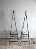 Pair of Metal Garden Trellises Painted with Metallic Grey Rustoleum, 40” H