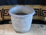 Resin Stone Gray Wreath Motif Large Planter, 18”H x 21” Diam.