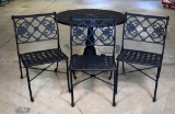Set of Three Windham Black Cast Aluminum Patio Chairs