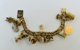 Remarkable Vintage 14K Gold 14 Charm Bracelet, 7.25” L