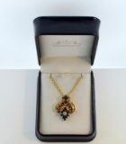 Archer Sapphire & Diamond 14K Stylized Bee Slide Pendant (1.25”) on 14K Gold Twist 18” Chain