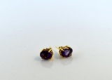 14K Gold and  3.5 TCW Oval Cut Amethyst Earrings