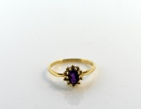 14K Gold, Oval Cut Amethyst & Diamond Ring, Size 7.25