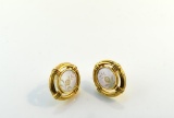 Inge 10K Gold and Engraved MOP Earrings