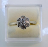 Platinum and Diamond Cluster Ring, Size 6.5