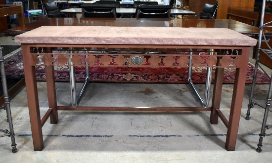Contemporary Rugged Stone Top Metal Base Console Table
