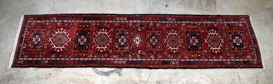 Vintage Handknotted Wool Persian Qarajeh Runner Rug