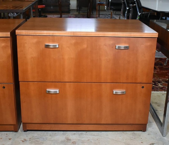 Mid-Century Modern Style HON Brand Teakwood Finish Two-Drawer File Cabinet