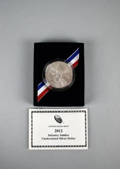 2012 US Mint Infantry Soldier Uncirculated Silver Dollar Commemorative Coin with C of A