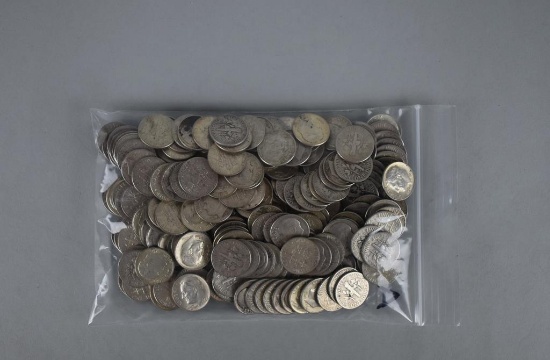 Bag of 222 Roosevelt Silver Dimes, Mixed Dates/Mints up to 1964