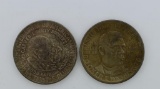 Two Silver Half Dollar Commemorative Coins: 1946 (Booker T.) & 1953 (BTW/GWC)