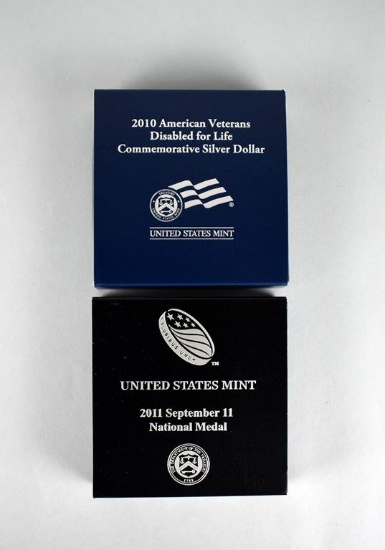 2010 Amer. Vets. Disabled for Life Proof Silver Dollar & 2011 Sept. 11 One Oz. Silver Medal, Lot 10