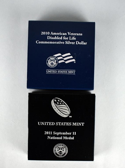 2010 Amer. Vets. Disabled for Life Proof Silver Dollar & 2011 September 11 1 Oz. Silver Medal, Lot 6