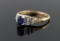 18K White Gold & 14K Yellow Gold Oval Blue Sapphire and Diamond Ring, Size 8.75