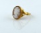 Vintage 18K Gold Carved Shell Oval Cameo Ring, Size 4.5