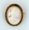 Antique 10K Rose Gold and Carved Pink Shell Cameo Pin, 1.25”