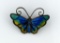 Vintage David Andersen (Norway) Polychrome Enameled Sterling Silver Butterfly Pin, 1.25”