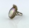 Sterling Silver and Oval Mother of Pearl Ring, Size 8.5