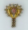 Vintage VanDell 1/20 12K Gold Filled Opal & Rhinestone Pendant / Brooch Pin, 1.75”