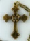Antique 60” Rosary Bead Necklace with 18K Gold Plated 2” Cross Pendant