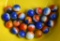 Lot of Twenty-Four Orange-Red, Blue & White 15-16 mm Collector's Marbles