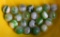 Lot of Twenty-Two Green and White 15-17 mm Collector's Marbles