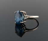 Sterling Silver and 8.8 Carats London Blue Topaz Ring, Size 7