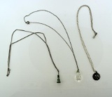 Three Vintage Sterling Silver Chain Necklaces with Souvenir Pendants