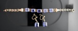 Vintage 14K Rose Gold and Mexican Alexandrite 7” Bracelet and Screwback Earrings