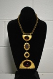 Bill Smith of Richelieu Designer 15” Necklace, Gold with Four-Piece Cabochon Pendant